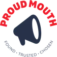 ProudMouth logo with megaphone icon and tagline Found, Trusted, Chosen