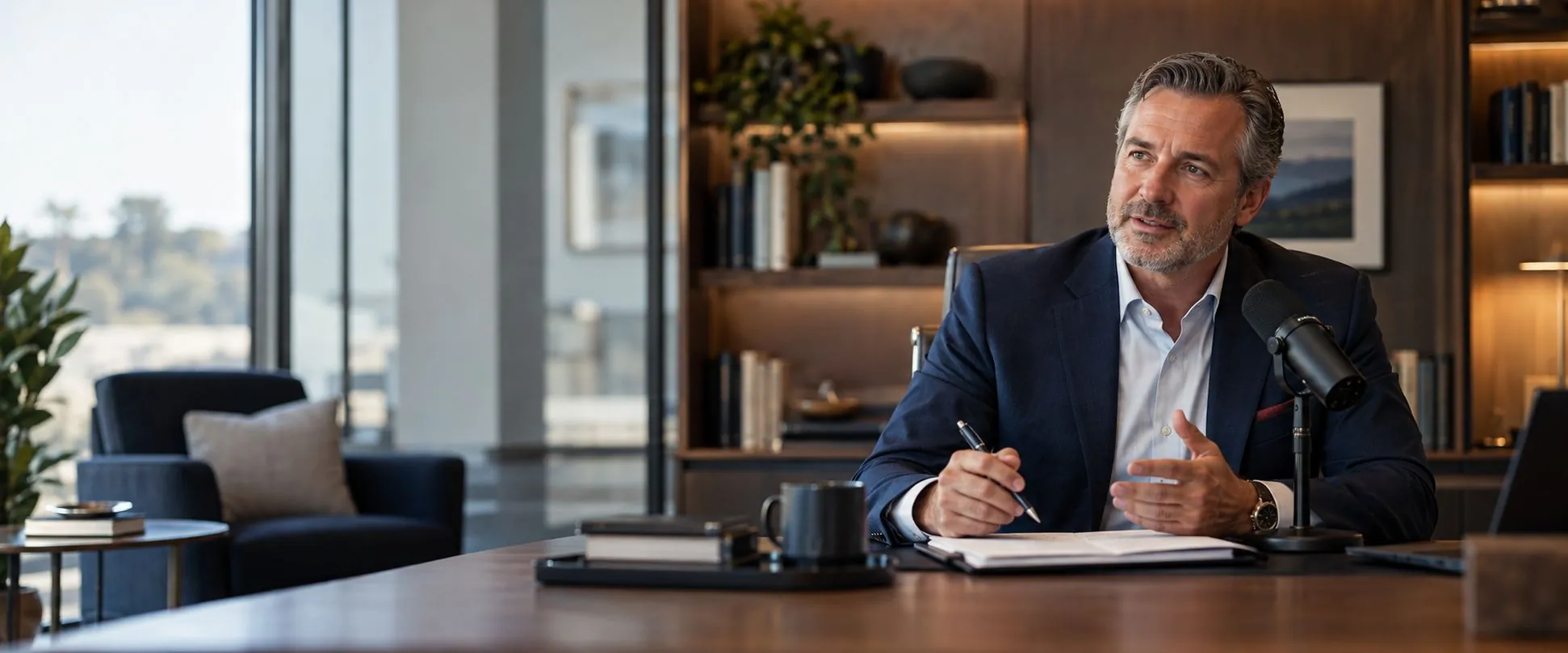 Experienced financial advisor sharing expertise in a professional office