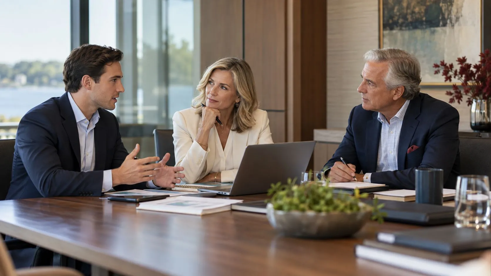 Multi-generational advisory team in discussion